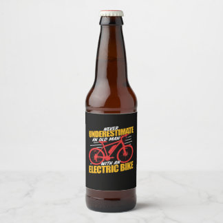 An Old Man With An Electrec Bike Beer Bottle Label