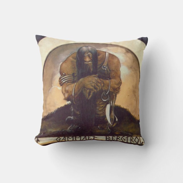 An Old Mountain Troll Throw Pillow (Front)