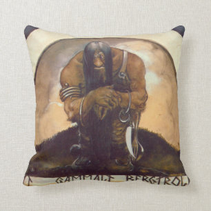 An Old Mountain Troll Throw Pillow
