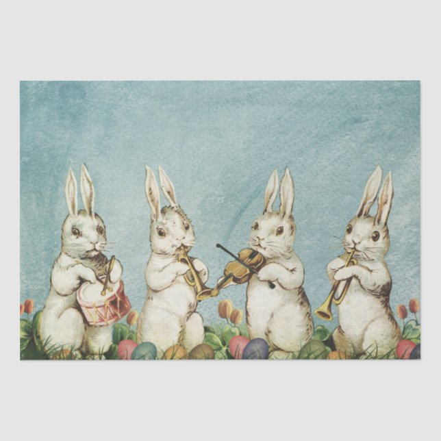 An old picture of Easter rabbits Tissue Paper (Front)