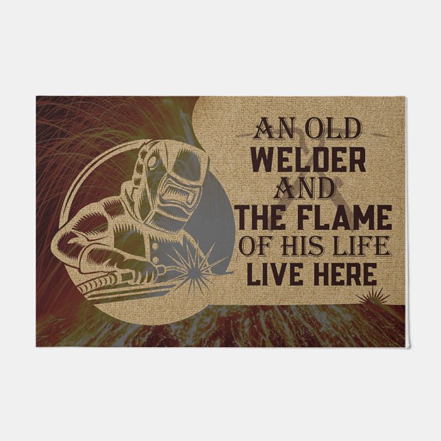 An Old Welder And The Flame Of His Life Doormat (Front)