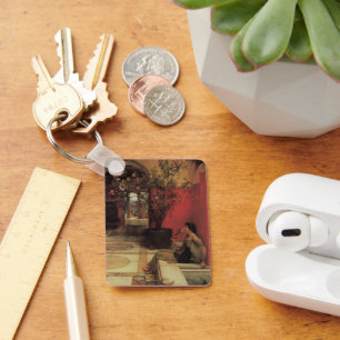 An Oleander by Alma Tadema, Vintage Flowers Keychain