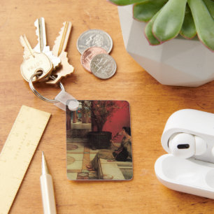 An Oleander by Alma Tadema, Vintage Flowers Keychain