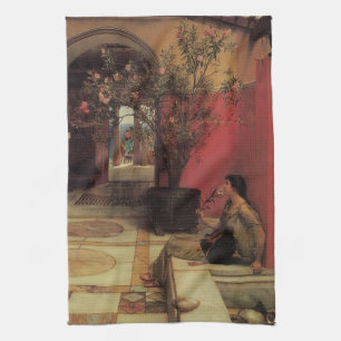 An Oleander by Alma Tadema, Vintage Flowers Kitchen Towel