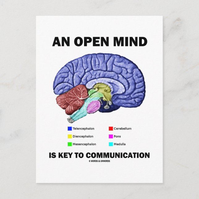 An Open Mind Is Key To Communication (Brain) Postcard (Front)