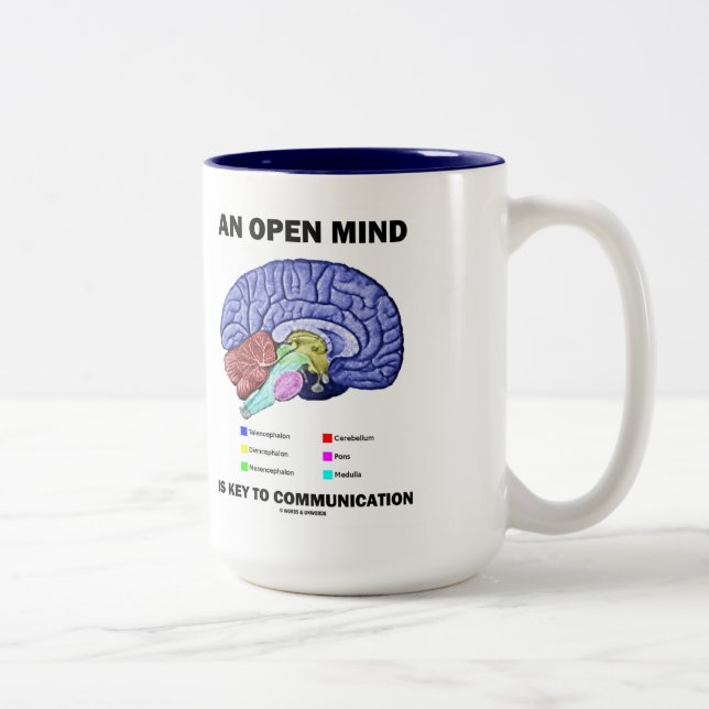 An Open Mind Is Key To Communication (Brain) Two-Tone Coffee Mug (Right)