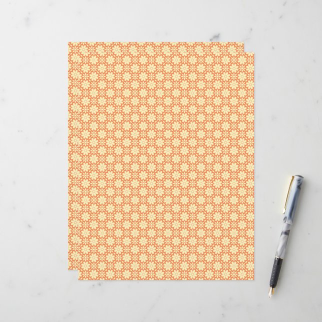 an orange and white background with small squares (Front/Back In Situ)