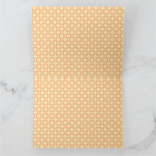 an orange and white background with small squares thank you card