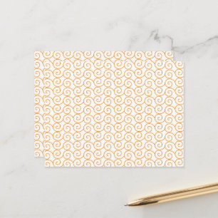 an orange and white background with swirls postcard