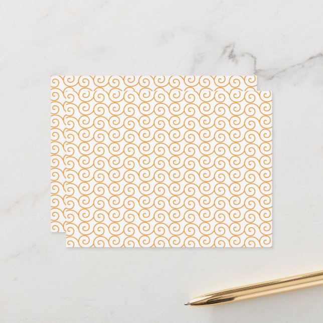 an orange and white background with swirls postcard (Front/Back In Situ)