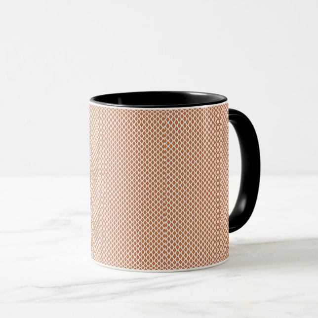 an orange and white geometric pattern mug (Front Right)
