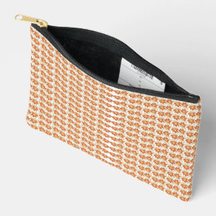 an orange and white pattern on a white background accessory pouch
