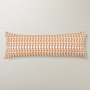  an orange and white pattern on a white background body pillow