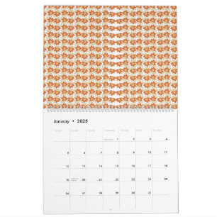 an orange and white pattern on a white background calendar
