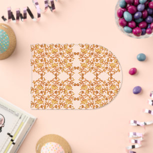 an orange and white wallpaper with a floral design acrylic invitations