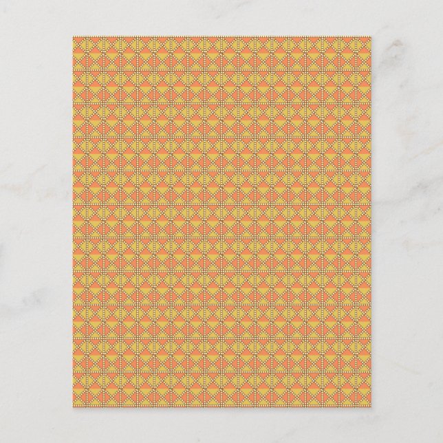 an orange and yellow background with a pattern flyer (Front)