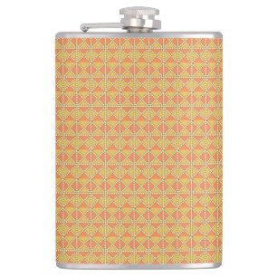 an orange and yellow background with a pattern hip flask