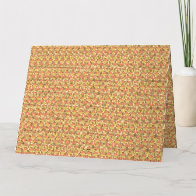 an orange and yellow background with a pattern thank you card (Back)
