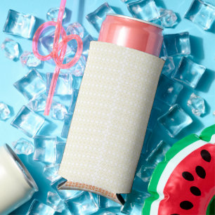 an orange and yellow background with small dots seltzer can cooler