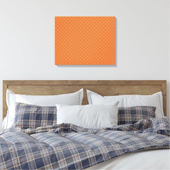 an orange and yellow background with small squares canvas print (Insitu(Bedroom))