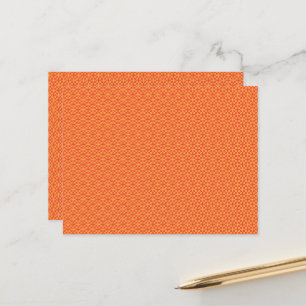 an orange and yellow background with small squares postcard