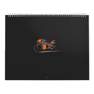 an orange motorcycle with a black background calendar