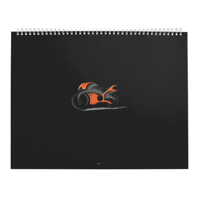 an orange motorcycle with a black background calendar (Cover)