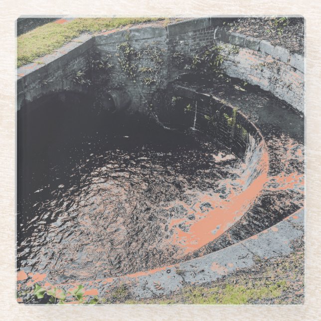 An Orange Pool in Welshpool Glass Coaster (Front)