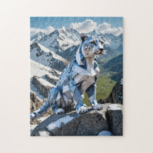 An origami snow leopard in the mountains jigsaw puzzle