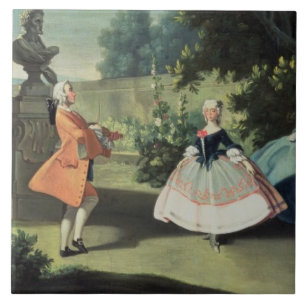 An ornamental garden with a young girl dancing to tile