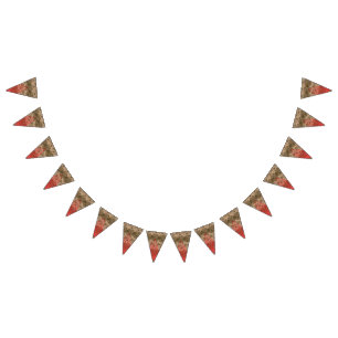 An ornate design with a harmonious mix of red and bunting flags