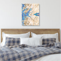 An ornate paisley motif in blue and brown, display