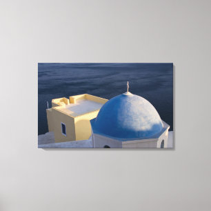 An Orthodox Church near the sea, Oia Santorini Canvas Print