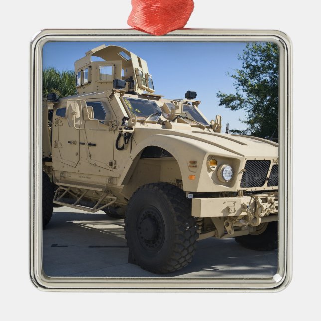An Oshkosh M-ATV Metal Ornament (Front)