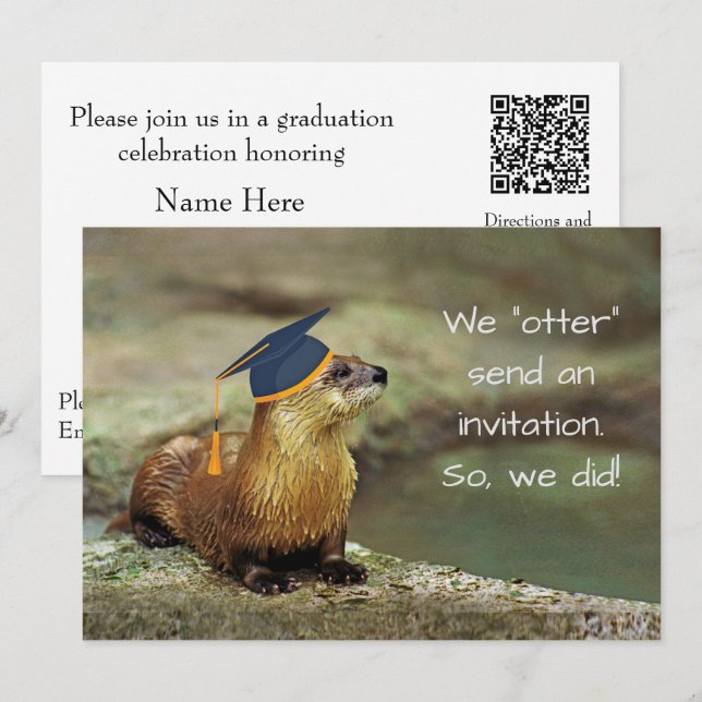 An Otter Graduation Party Invitation Card (Front/Back)