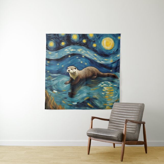 An Otter in the Starry Night Sea Tapestry (In Situ)