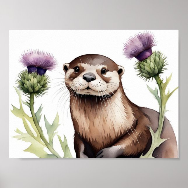 An otter with a thistle poster (Front)