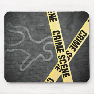 An outline of a person on a street. Murder? Suicid Mouse Pad