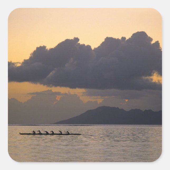 An outrigger canoe team practices off the coast square sticker (Front)