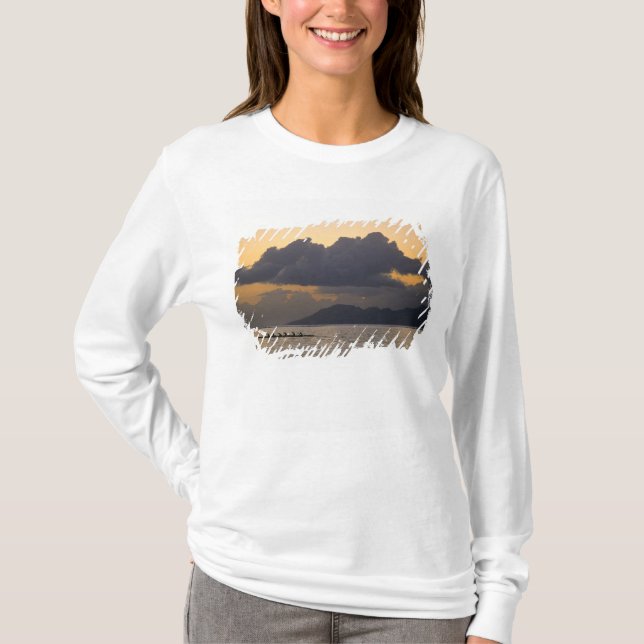 An outrigger canoe team practices off the coast T-Shirt (Front)