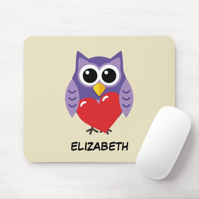 An Owly Love | Add Your Name Mouse Pad (With Mouse)