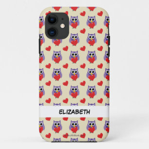 An Owly Love Pattern Add Your Name iPhone 11 Case