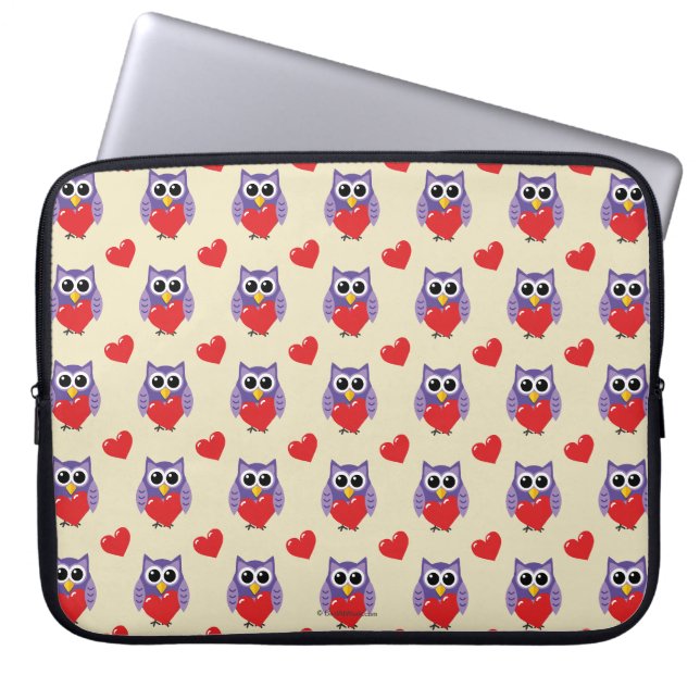 An Owly Love Pattern Laptop Sleeve (Front)