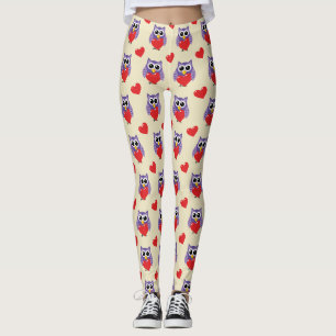 An Owly Love Pattern Leggings