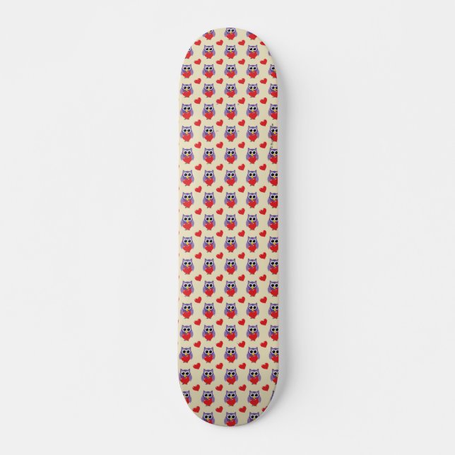 An Owly Love Pattern Skateboard (Front)