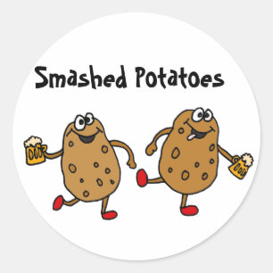 AN- Smashed Potatoes Cartoon Classic Round Sticker