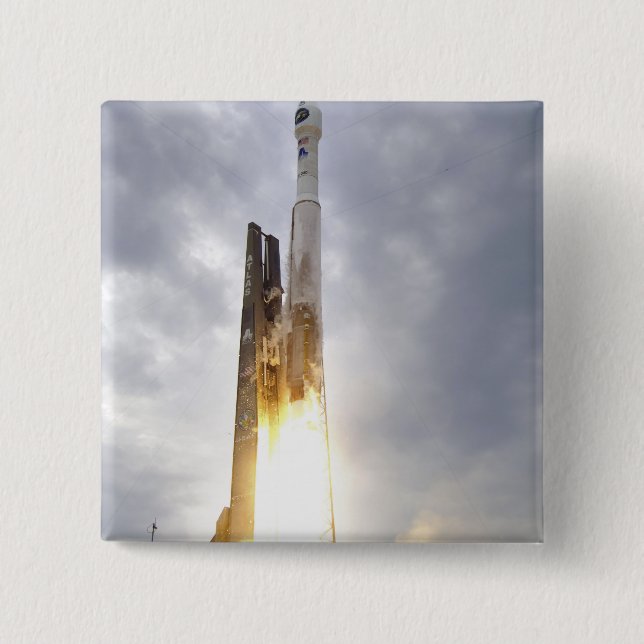 An United Launch Alliance Atlas V rocket lifts 2 Inch Square Button (Front)