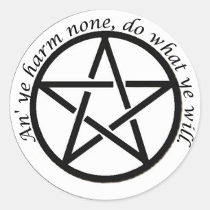 an ye harm none classic round sticker