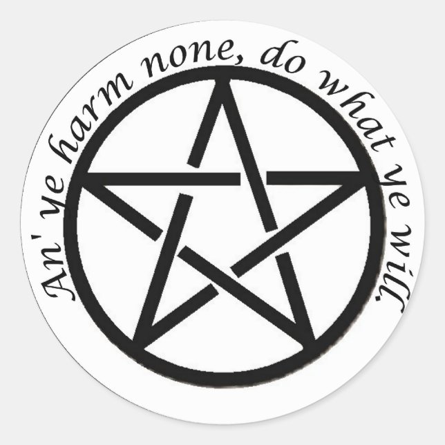 an ye harm none classic round sticker (Front)