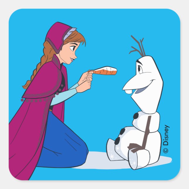 Ana Giving Olaf Carrot Nose Square Sticker (Front)